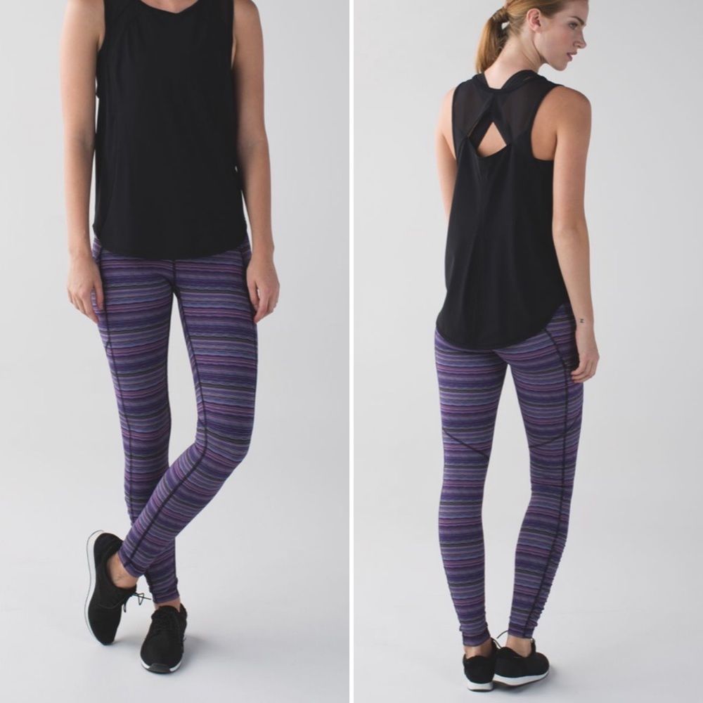 Lululemon Speed Tight IV Leggings Space Dye Twist Ultra Violet 2 Purple Black